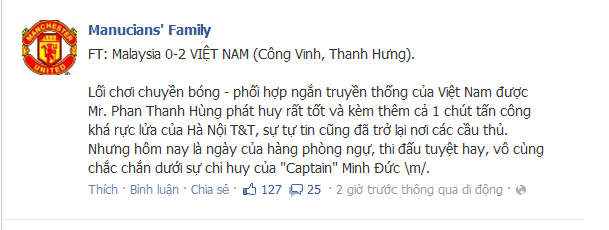 Rất ấn tượng trước lối chơi khá tự tin của các tuyển thủ Việt Nam và tân đội trưởng Minh Đức, đặc biệt là tài cầm quân của HLV Phan Thanh Hùng.